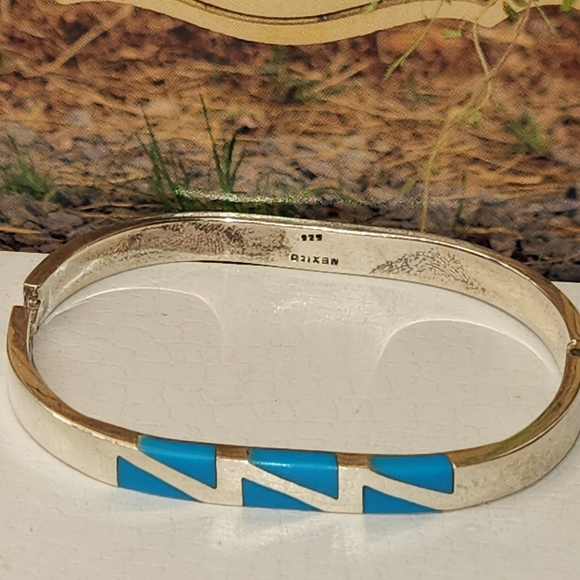 #2429, TURQUIOSE 925 SILVER BRACELET MEXICAN TAXCO VINTAGE PIECE. 31 grs